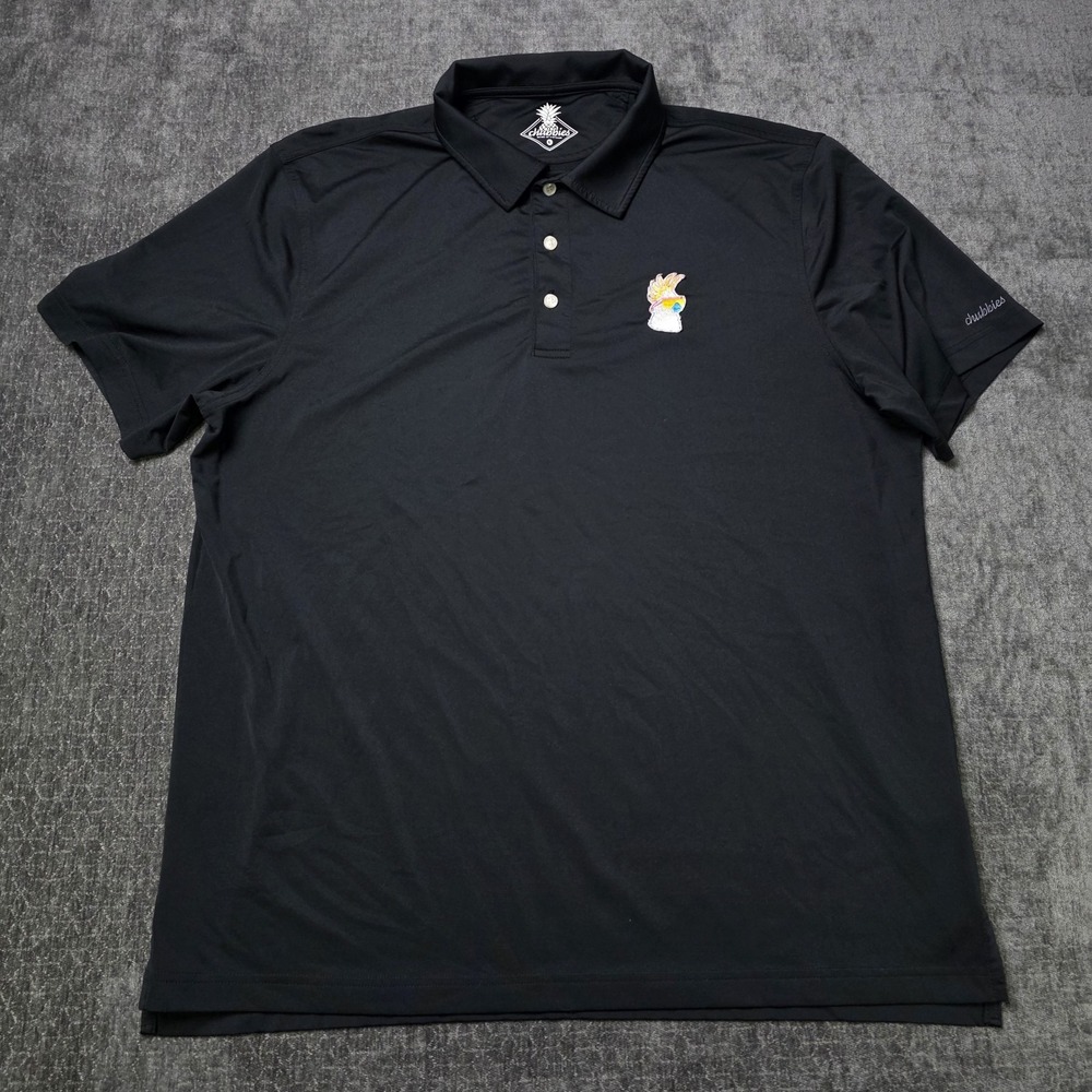 Chubbies Cockatoo Polo Shirt Mens Large Performance Golf Charcoal Black Whimsy L